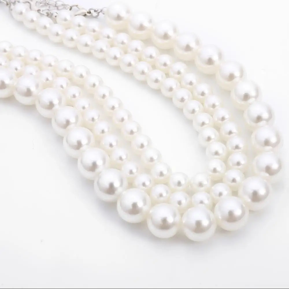 Multi-Layer White Pearl Necklace