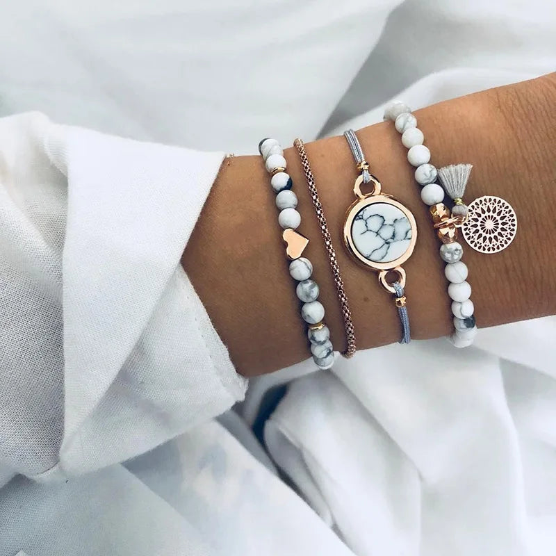 Geometric Charm Bracelet Set