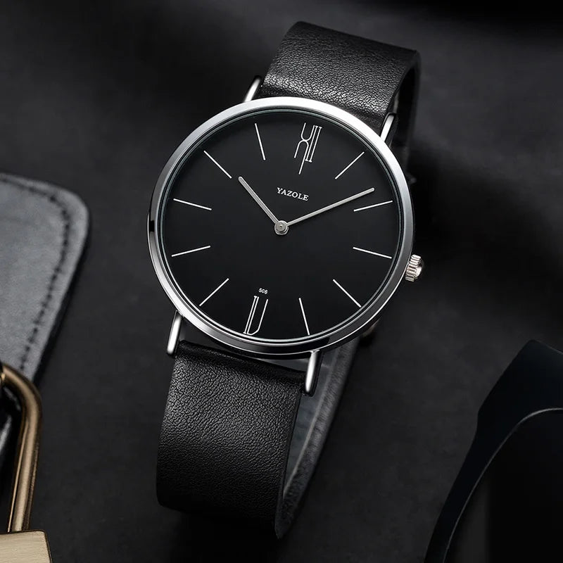 Genuine Leather Analog Quartz Watch