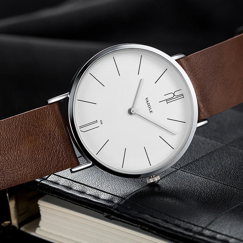 Genuine Leather Analog Quartz Watch