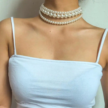 Multi-Layer White Pearl Necklace