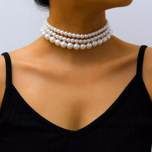 Multi-Layer White Pearl Necklace