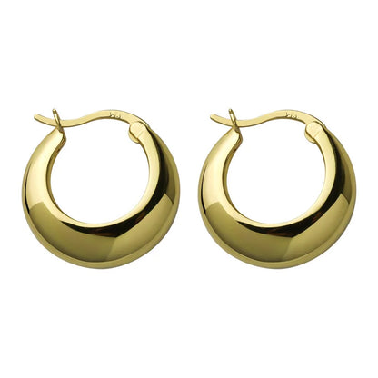 Thick Geometric Silver Hoop Earrings