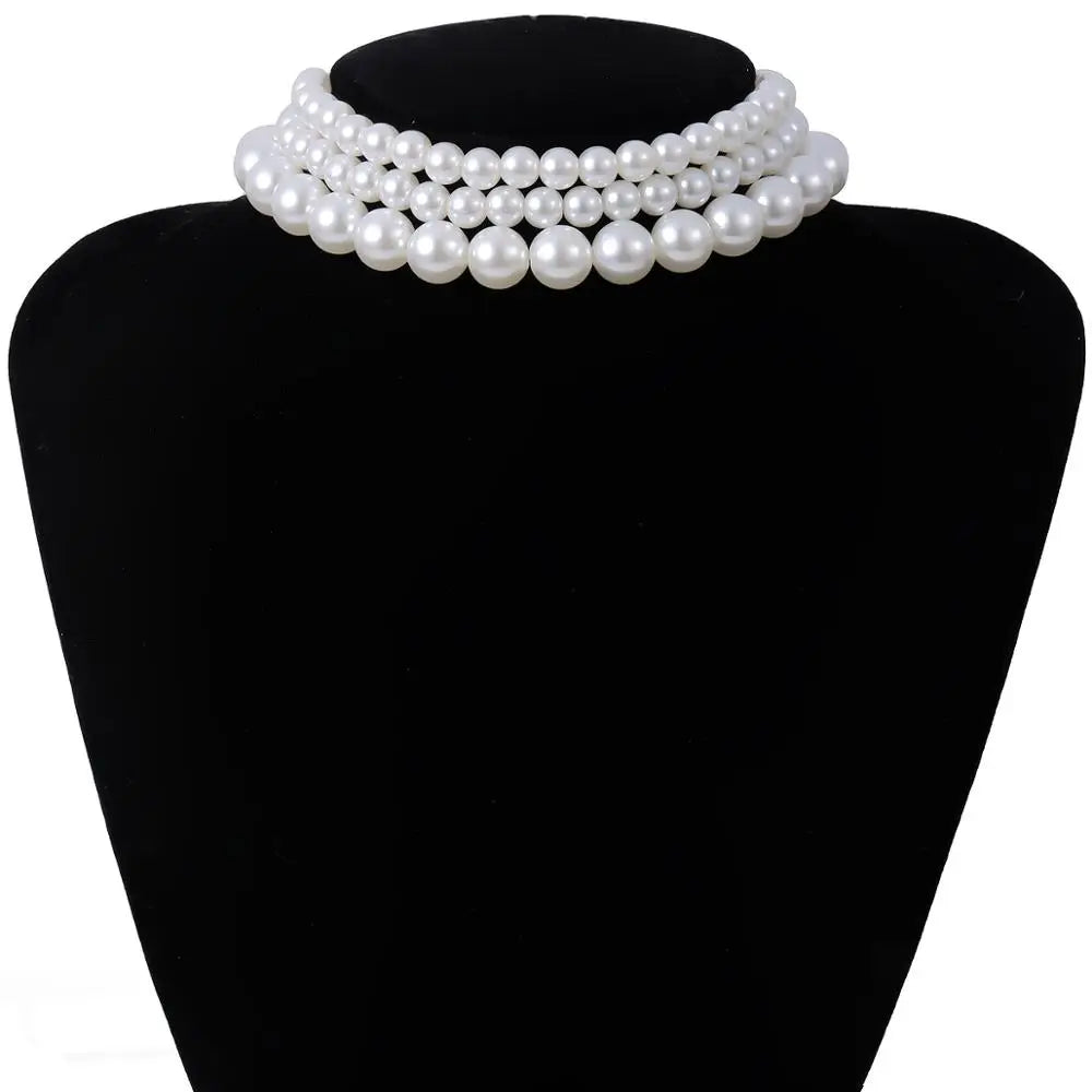 Multi-Layer White Pearl Necklace