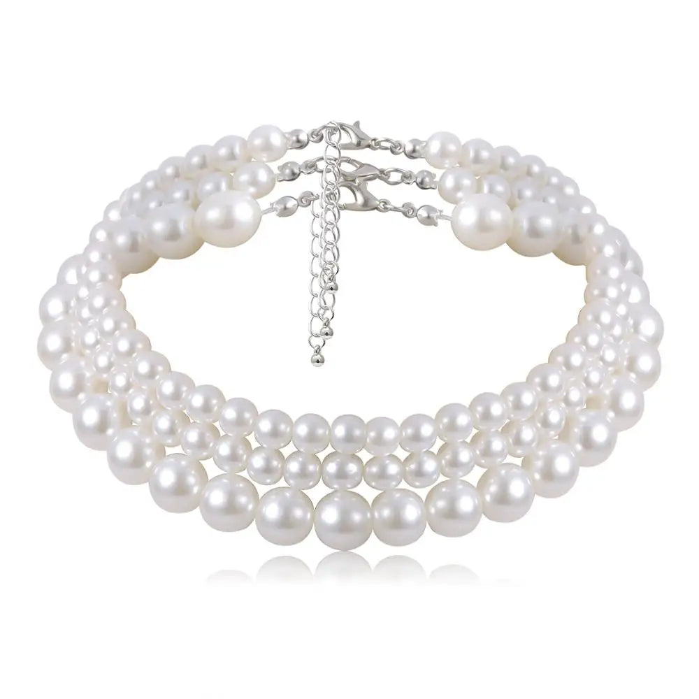 Multi-Layer White Pearl Necklace