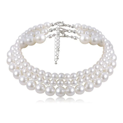 Multi-Layer White Pearl Necklace