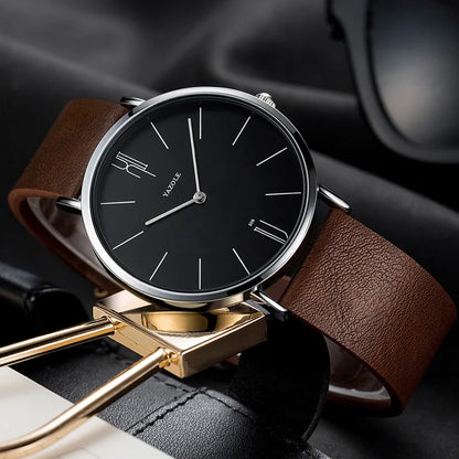 Genuine Leather Analog Quartz Watch