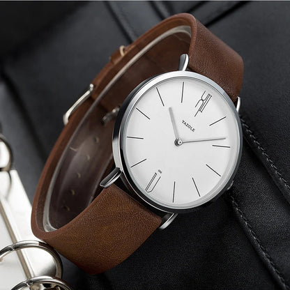 Genuine Leather Analog Quartz Watch