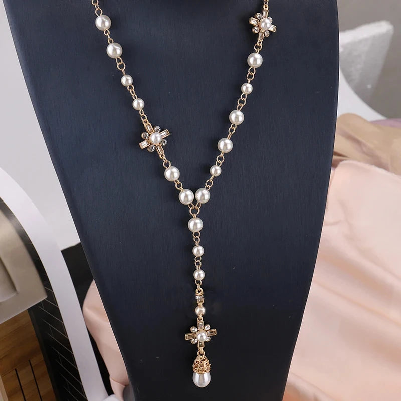 Double Layer Pearl Pendant Necklace