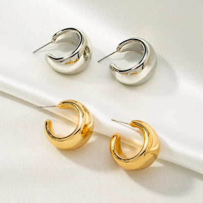 Smooth Thick Metal Hoop Earrings