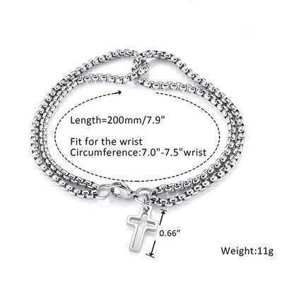 Double Cross Pendant Bracelet for Men