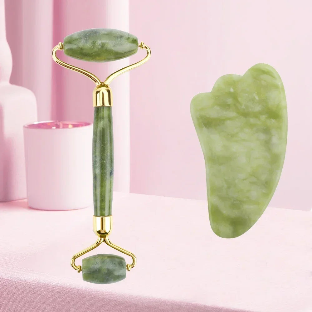 Natural Jade Roller & Gua Sha Set