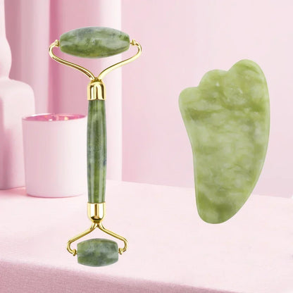 Natural Jade Roller & Gua Sha Set