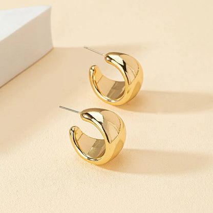 Smooth Thick Metal Hoop Earrings