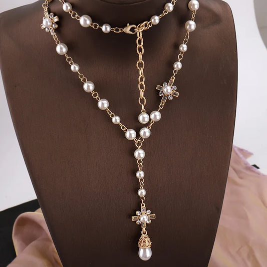 Double Layer Pearl Pendant Necklace