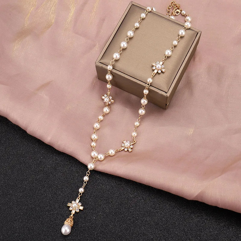 Double Layer Pearl Pendant Necklace