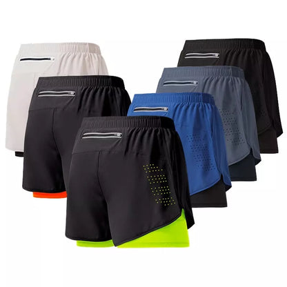 Men's Quick-Dry Double Layer Fitness Shorts