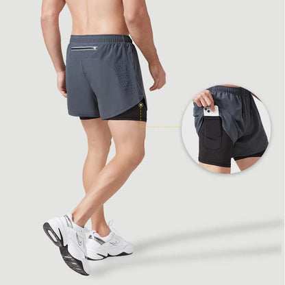 Men's Quick-Dry Double Layer Fitness Shorts