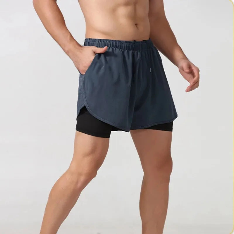 Men's Quick-Dry Double Layer Fitness Shorts