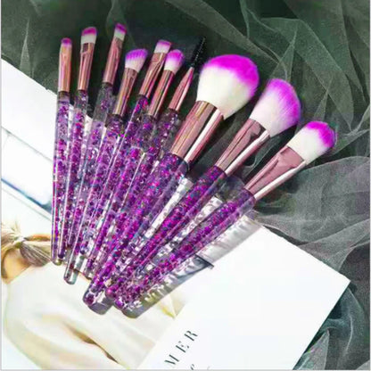 Glitter Makeup Brush Set - 10 Pieces