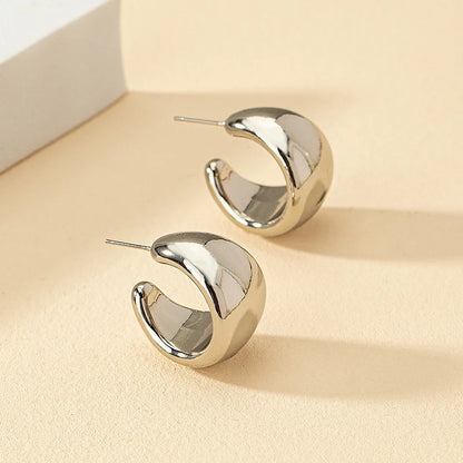 Smooth Thick Metal Hoop Earrings