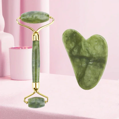 Natural Jade Roller & Gua Sha Set