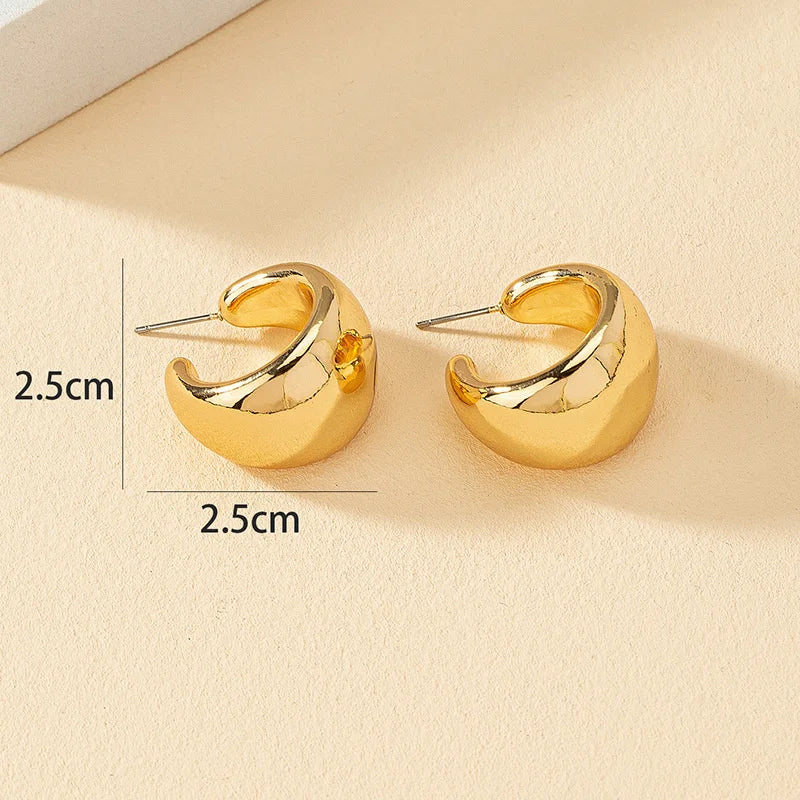 Smooth Thick Metal Hoop Earrings