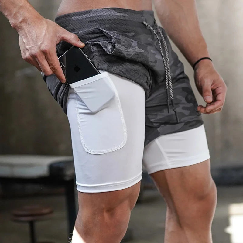 Men's 2-in-1 Camouflage Running Shorts