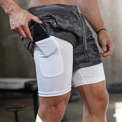 Men's 2-in-1 Camouflage Running Shorts