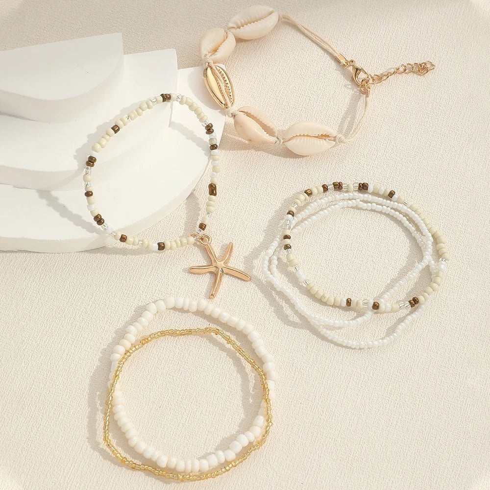 Layered Shell Bracelet Set