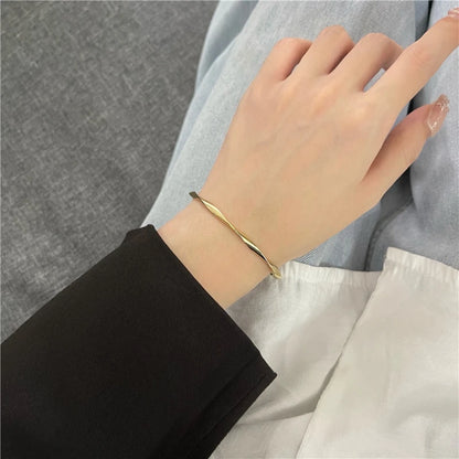 Minimalist Gold Twist Cuff Bracelet