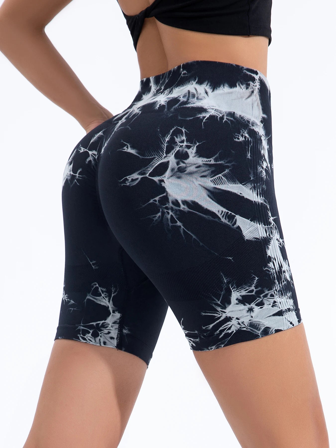 Marble Seamless High Waist Fitness Shorts