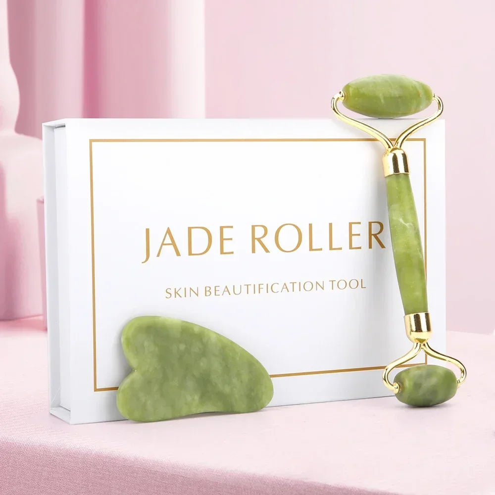 Natural Jade Roller & Gua Sha Set