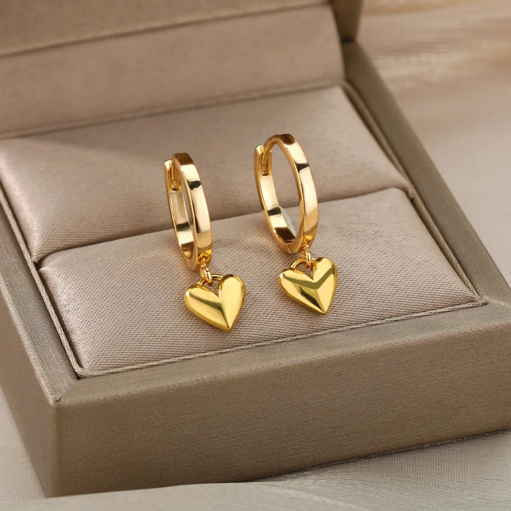 Vintage Stainless Steel Heart Earrings